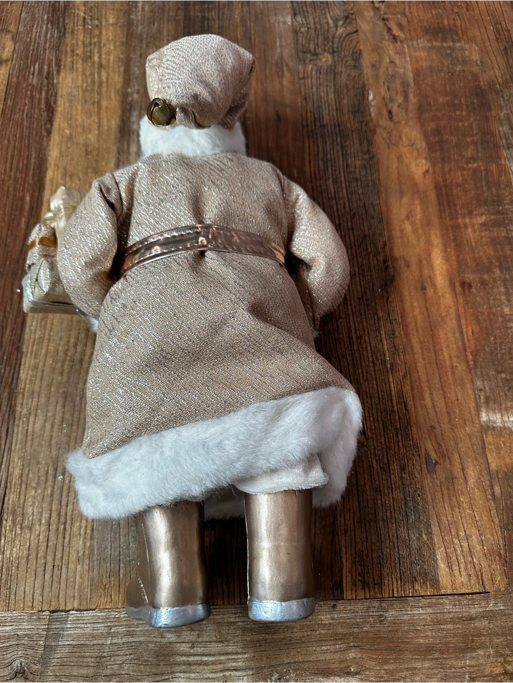 Festive Gold and White Santa Figurine - Decorative Home Accent - Picture 6 of 7